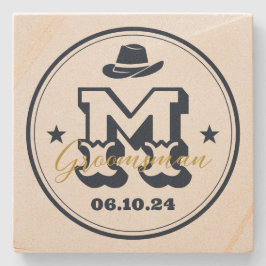 Westerne Cowboy Rustic Monogram Best Man Groomsmen Stenen Onderzetter