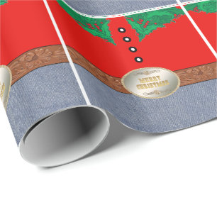 Westerne Cowboy Santa Belt Buckle Red Shirt Jeans Cadeaupapier