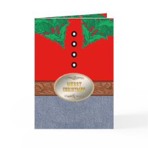 Westerne Cowboy Santa Belt Buckle Red Shirt Jeans