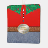 Westerne Cowboy Santa Belt Buckle Red Shirt Jeans Keramisch Ornament (Links)