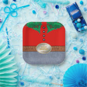 Westerne Cowboy Santa Belt Buckle Red Shirt Jeans Papieren Bordje (Feest)