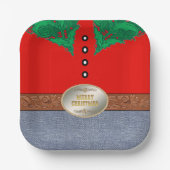 Westerne Cowboy Santa Belt Buckle Red Shirt Jeans Papieren Bordje (Voorkant)