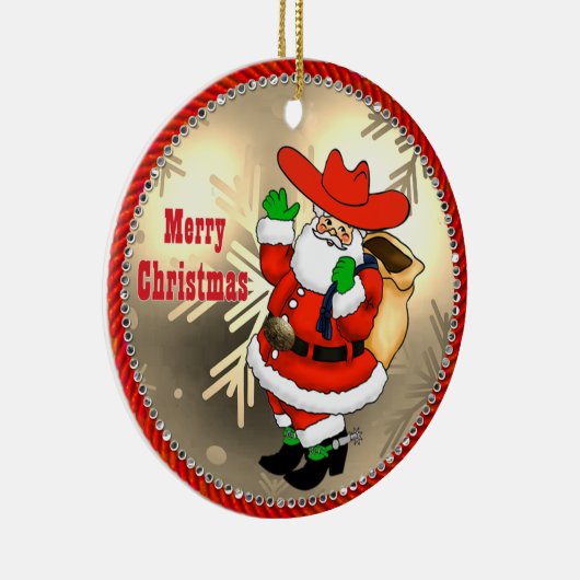 Westerne Cowboy Santa Keramisch Ornament (Rechts)