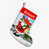 Westerne Cowboy Santa Winter Scene Kleine Kerstsok (Voorkant (Hangend))