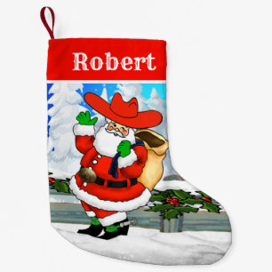 Westerne Cowboy Santa Winter Scene Kleine Kerstsok