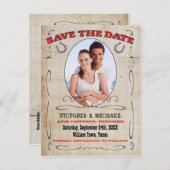 Westerne Cowboy Save the Date Briefkaarten (Voorkant / Achterkant)