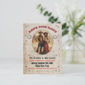 Westerne Cowboy Save the Date Briefkaarten (Staand voorkant)