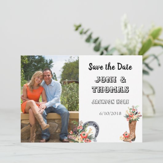 Westerne Cowboy Save the Date Kaart (Staand voorkant)