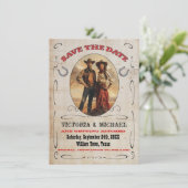 Westerne Cowboy Save the Date Kaart (Staand voorkant)
