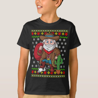 Westerne cowboy sinterklaas lelijke kersttrui t-shirt