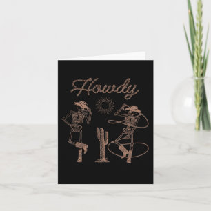 Westerne Cowboy Skeleton Dancing Howdy Halloween Kaart