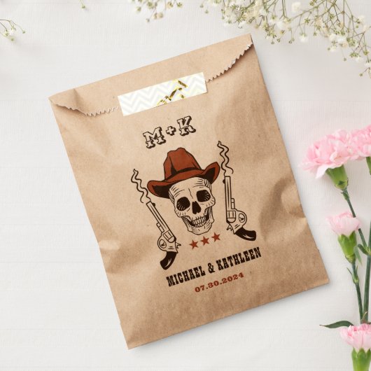 Westerne Cowboy Skull Monogram Boho Country Wedden Bedankzakje (Gezegeld)