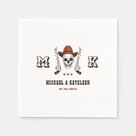 Westerne Cowboy Skull Monogram Boho Country Wedden Servet