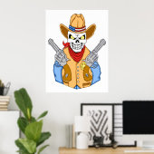 Westerne Cowboy Skull Poster (Thuiskantoor)