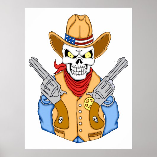 Westerne Cowboy Skull Poster (Voorkant)