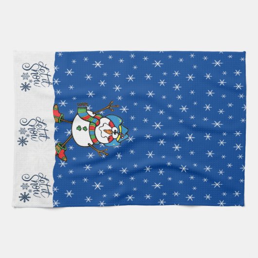 Westerne Cowboy Snowman Kerst Theedoek (Horizontaal)