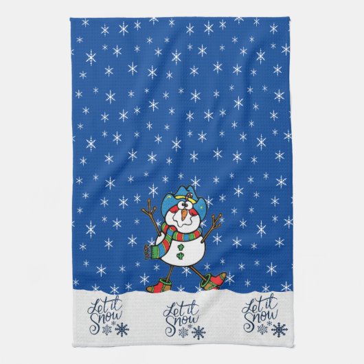 Westerne Cowboy Snowman Kerst Theedoek (Verticaal)