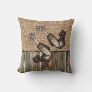 Westerne cowboy Spurs Burlap Barn Kussen