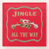 Westerne Cowboy Spurs Jingle helemaal Glazen Onderzetter (Voorkant)