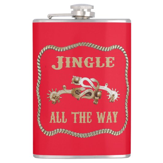 Westerne Cowboy Spurs Jingle helemaal Heupfles (Voorkant)