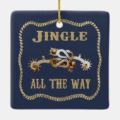 Westerne Cowboy Spurs Jingle helemaal Keramisch Ornament (Achterkant)