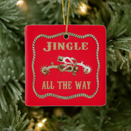 Westerne Cowboy Spurs Jingle helemaal Keramisch Ornament