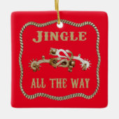 Westerne Cowboy Spurs Jingle helemaal Keramisch Ornament (Voorkant)