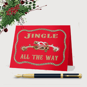 Westerne cowboy spurs jingle helemaal kerst kaart