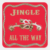 Westerne Cowboy Spurs Jingle helemaal Vierkante Sticker (Voorkant)