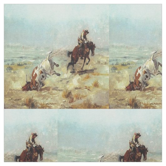 Westerne Cowboy Steer Roping Fabric Stof (Swatch)
