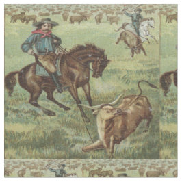 Westerne Cowboy Steer Roping Fabric Stof