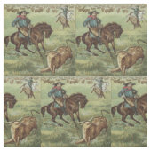 Westerne Cowboy Steer Roping Fabric Stof (Swatch)