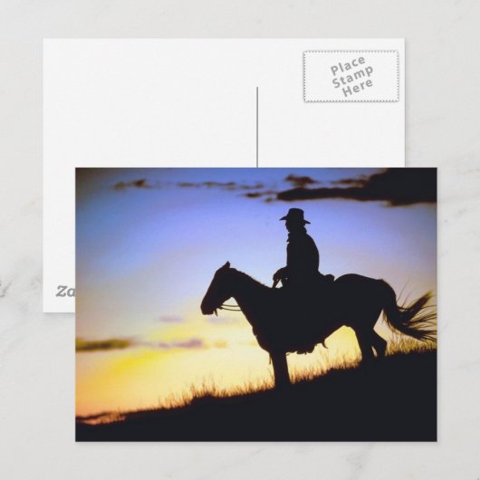 Westerne Cowboy Sunset Silhouette Briefkaart (Voorkant / Achterkant)