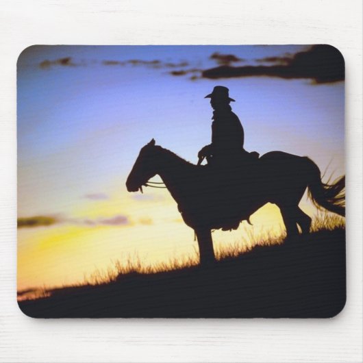 Westerne Cowboy Sunset Silhouette Muismat (Voorkant)