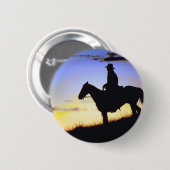 Westerne Cowboy Sunset Silhouette Ronde Button 5,7 Cm (Voorkant /achterkant)