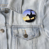 Westerne Cowboy Sunset Silhouette Ronde Button 5,7 Cm (In situ)