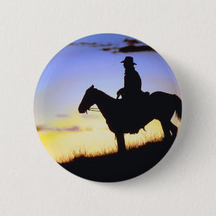 Westerne Cowboy Sunset Silhouette Ronde Button 5,7 Cm