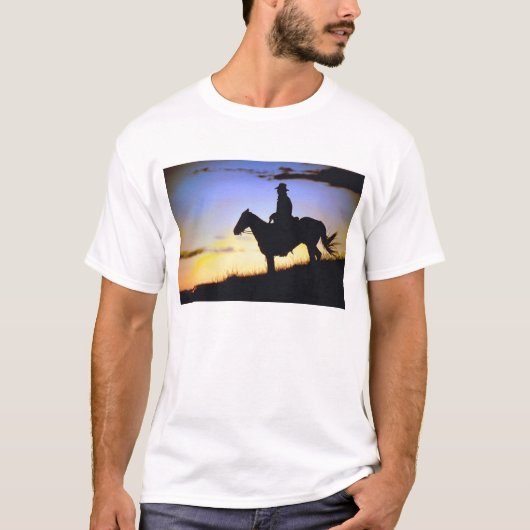Westerne Cowboy Sunset Silhouette T-shirt (Voorkant)
