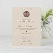 Westerne Cowboy Sweethearts Geometrische bruiloft Kaart (Staand voorkant)