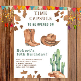 Westerne Cowboy Time Capsule 1e verjaardag Poster