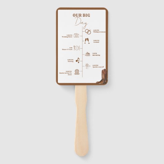 Westerne Cowboy trouwdag Evenementen Tijdlijn Handwaaier (Achterkant)