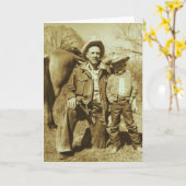 Westerne cowboy vader zoon  fotokaart kaart (Gele Bloem)