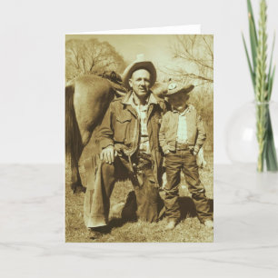Westerne cowboy vader zoon  fotokaart kaart