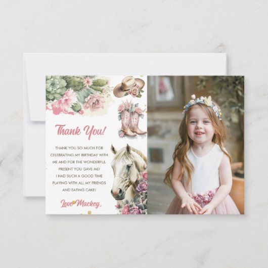 Westerne Cowboy Verjaardag Dank u kaart (Voorkant)