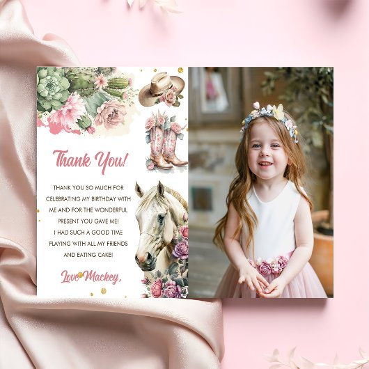 Westerne Cowboy Verjaardag Dank u kaart