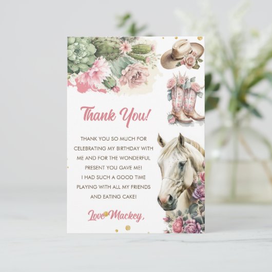 Westerne Cowboy Verjaardagscapsule Note Bericht Ka Bedankkaart (Staand voorkant)