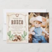 Westerne Cowboy Verjaardagsfeestfoto Bedankkaart (Voorkant)