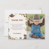 Westerne Cowboy Verjaardagsfeestfoto Bedankkaart (Voorkant)
