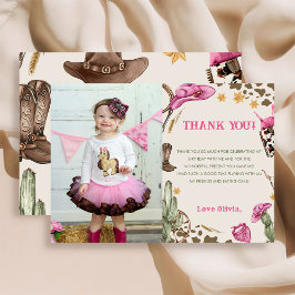 Westerne Cowboy Verjaardagsfeestfoto Bedankkaart