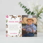 Westerne Cowboy Verjaardagsfeestfoto Bedankkaart (Staand voorkant)